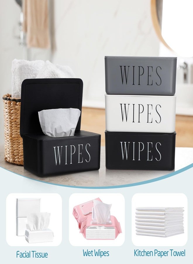 Singhoow 3 Pack Baby Wipes Dispenser Holder Wipe Container for Bathroom with Lid Toilet Tissue Paper Storage Refillable Box for Home Office Cars(Small,Black, White, Gray) - Image 4